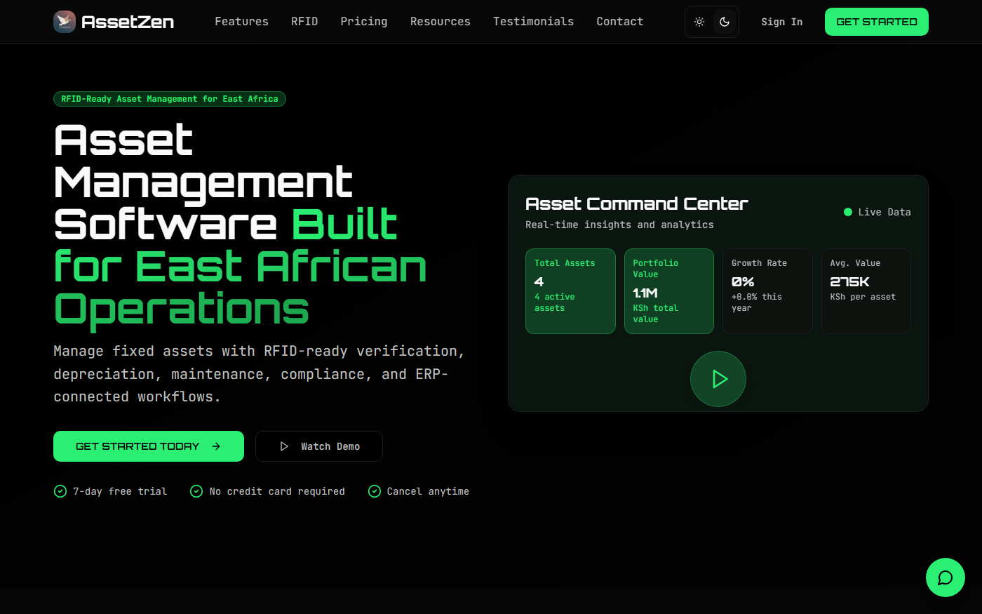 AssetZen — live site preview