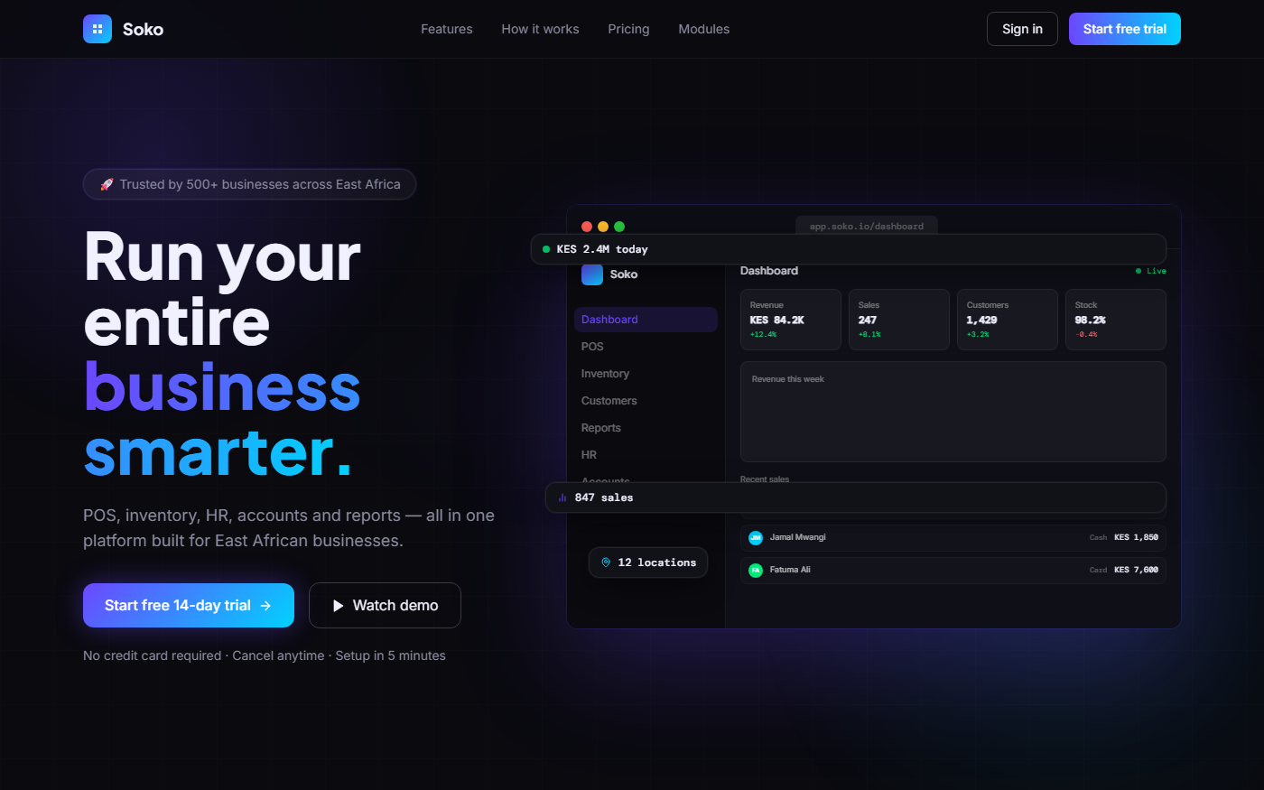 Soko ERP — live site preview