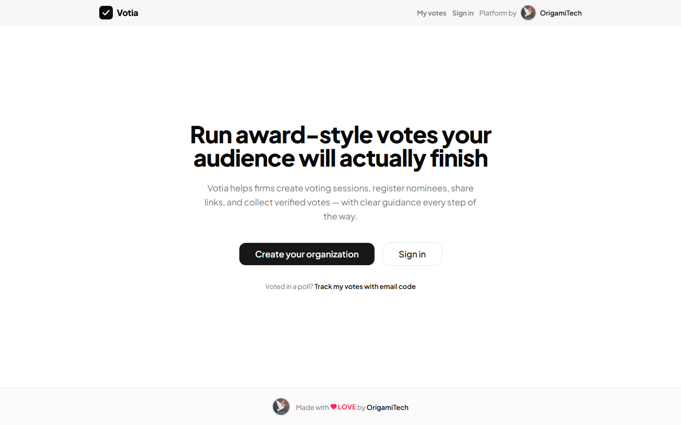 Votia — live site preview